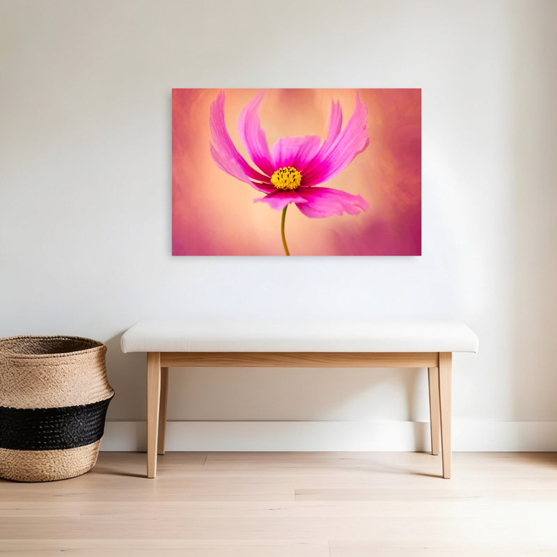 Vibrant Pink Cosmos Bloom Delicate Dreamy Elegant Flower Nature Wall Art Print 1 Piece Wrapped Canvas Wall Art