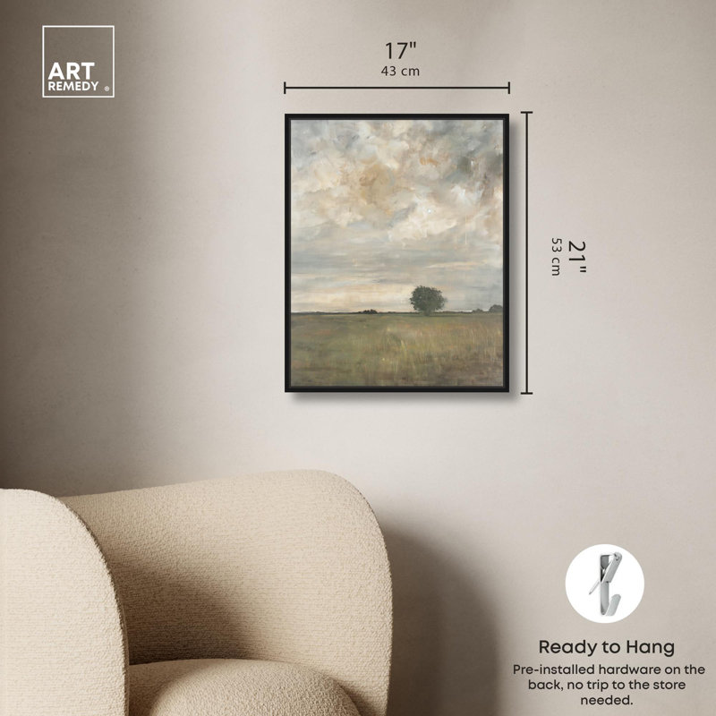 «Grassland Reverie» par Art Remedy, Cadre flottant noir, H 21 po x l 17 po