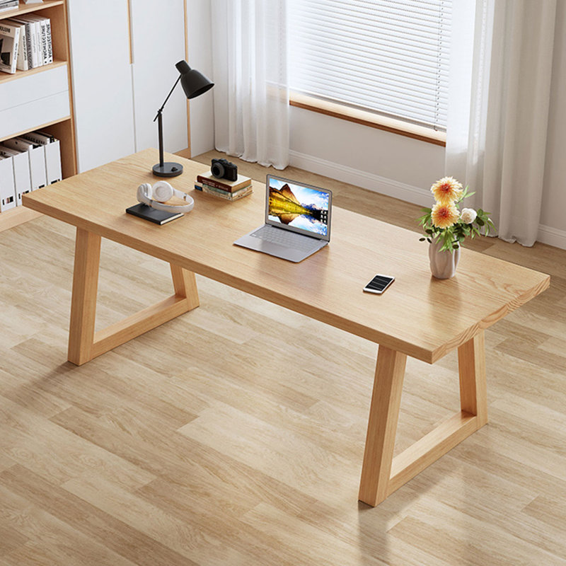 Burlywood Rectangular Solid Wood Desk, 29.53" H x 78.74" W x 31.5" D