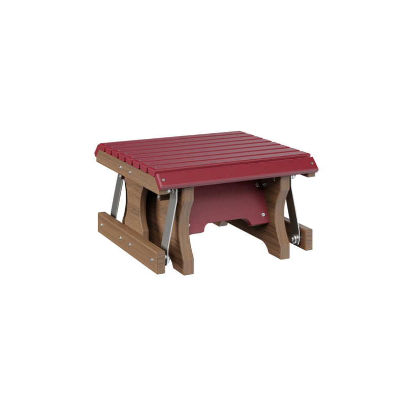 Outdoor Ottoman, Scarlet Red Top/Antique Mahogany Base