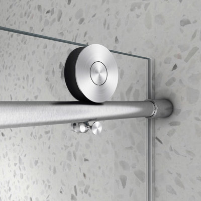 Une porte de douche fixe et une porte décalée sans cadre, de grandes poulies en acier inoxydable 304 de 70 mm avec fonction de fermeture douce réglable, avec nettoyage nano facile et anti-déflagrant