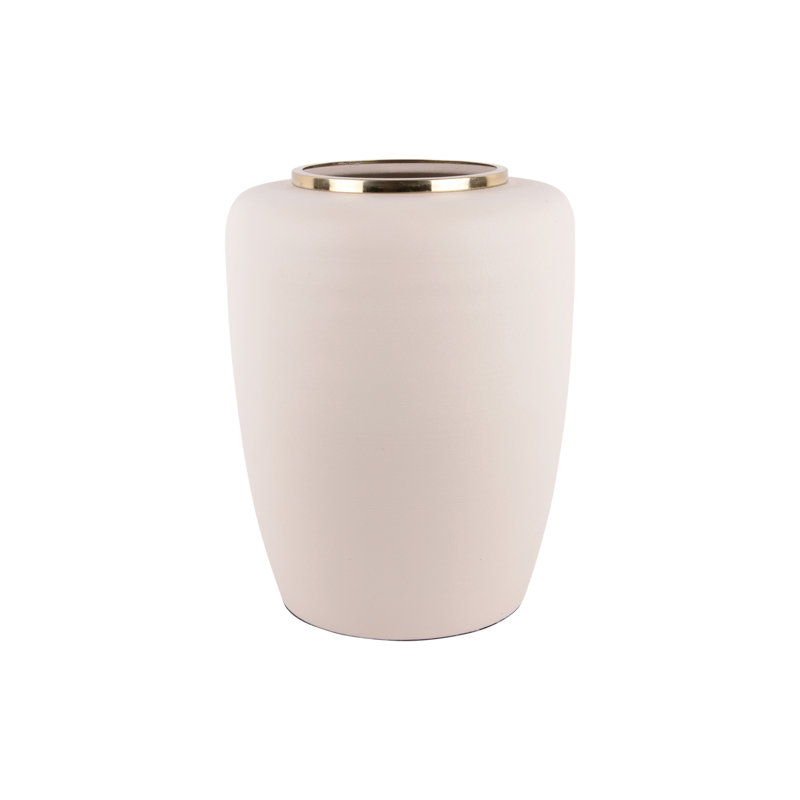 Vase Dex Iron Structured Black, Warm grey, 45cm H x 33cm W x 33cm D