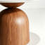 Table basse ronde en pierre frittée 35 po / 41 po avec piédestal en bois massif noyer Meranda pour le salon et la maison-192860313-192860314-195381708