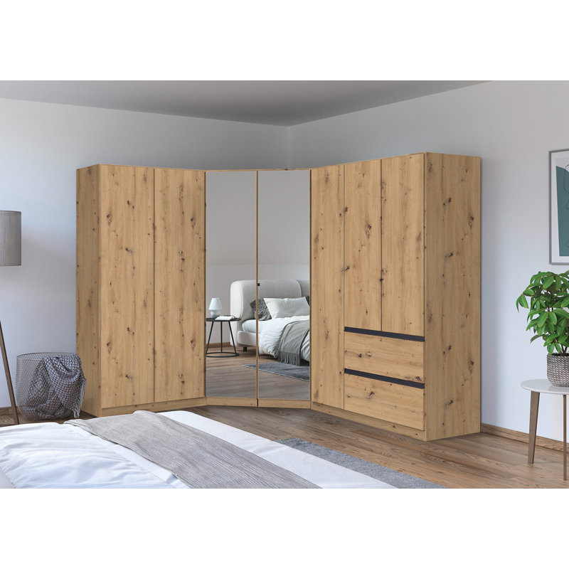 Wardrobe wardrobe set COSTA handle-less front, push-to-open, Artisan oak/Metallic grey