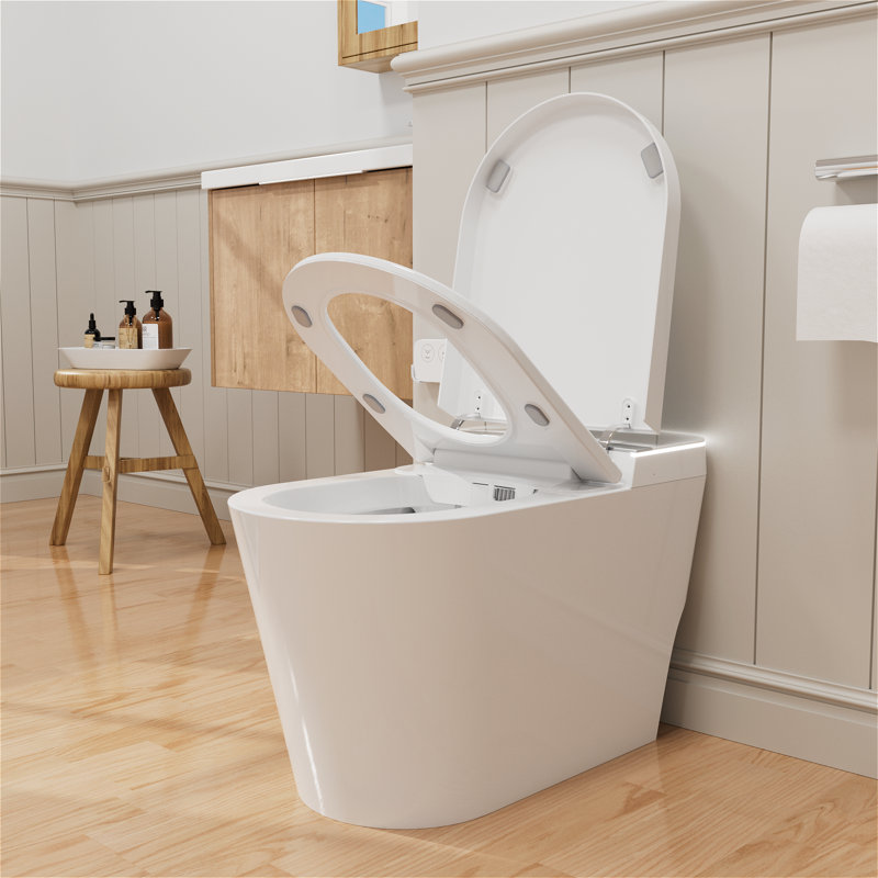 Smart Toilet with Self Clean Bidet And Auto Sensor Flush, Soft-closing Heat Seat, Tankless Auto Flush, Massage Clean, Warm Wash/Dryer, Remote Control
