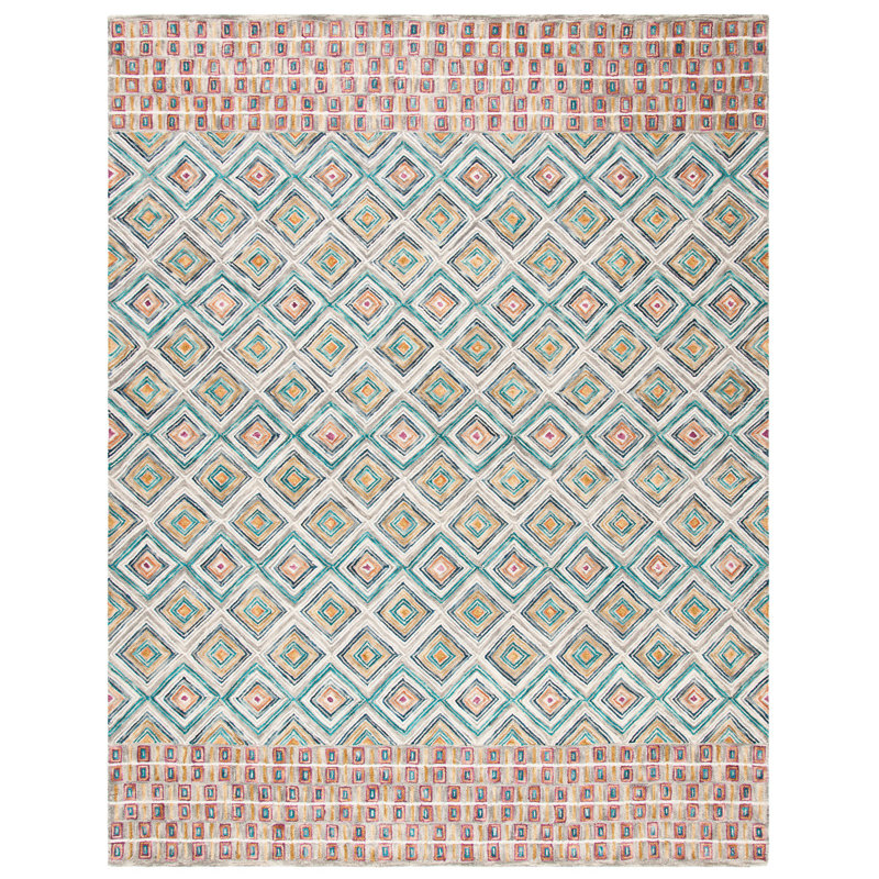 Tapis géométrique en laine touffeté à la main Deyoung, Rectangle 8 pi x 10 pi
