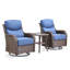 Ensemble de conversation d'extérieur 3 pièces avec chaises berçantes pivotantes en osier et table d'appoint Deb-1112917705-1112917706