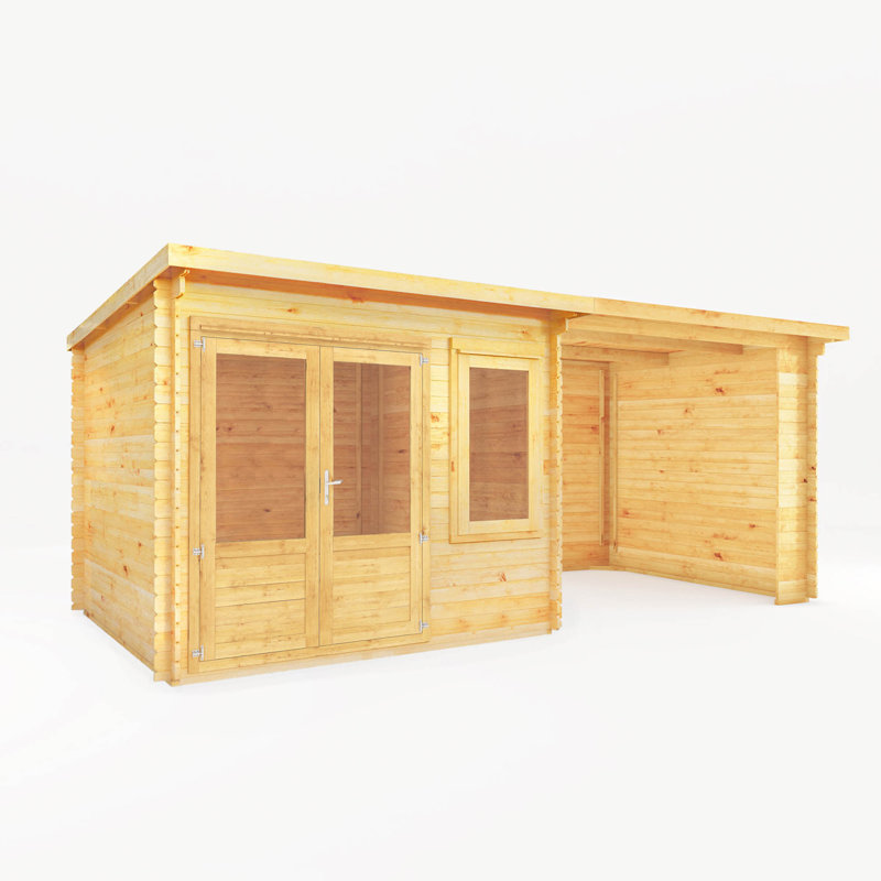 Mercia 20ft x 10ft Elite Pent Log Cabin With Patio Area (28mm)