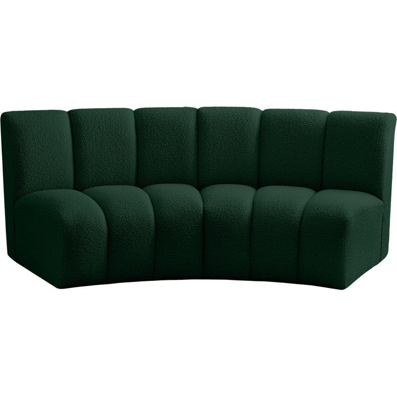 Infinity 83" Wide Symmetrical Modular Corner Sectional, Green Boucle Fabric