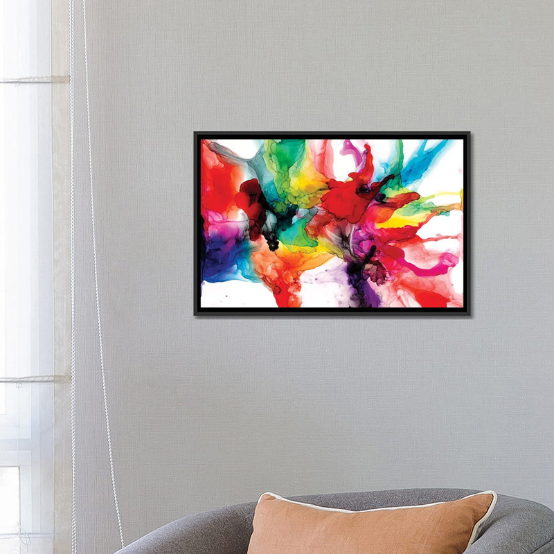 « Jeweltone Prism II » par Jennifer Goldberger-impression, H 18 po x l 26 po x P 1,5 po, Toile avec cadre noir