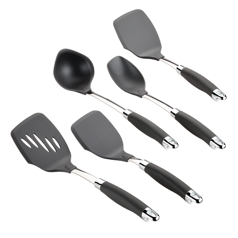 Anolon Tools And Gadgets Suregrip Nonstick Kitchen / Cooking Utensil Set, 5 Piece, Graphite