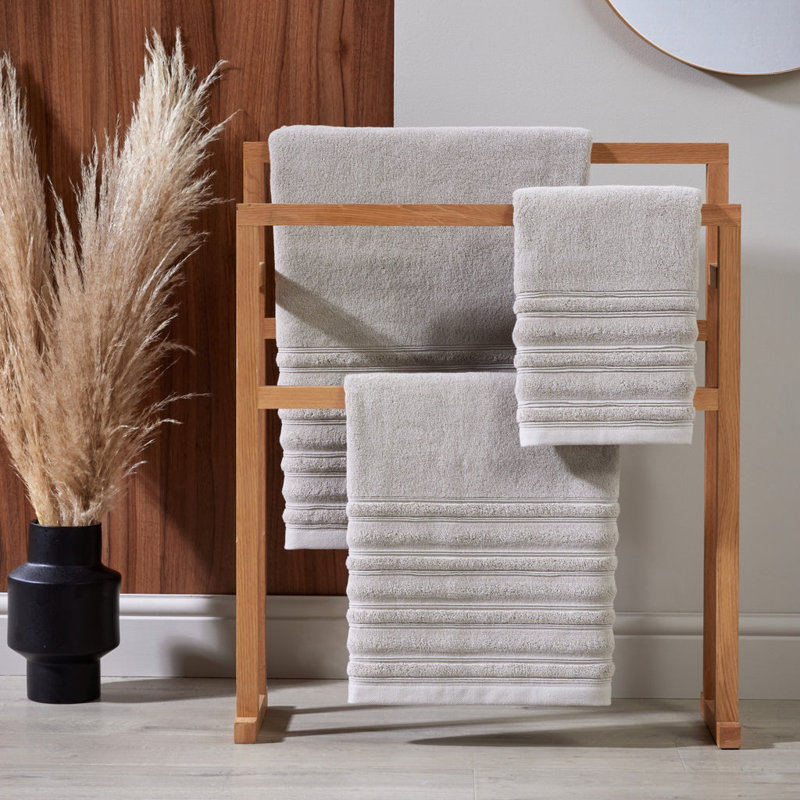 100% Cotton Ripple Bath Towel, Grey