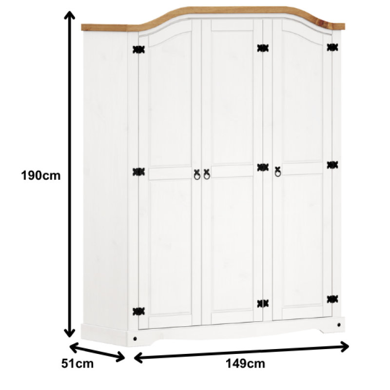 Ouellet 3 Door Solid Wood Wardrobe