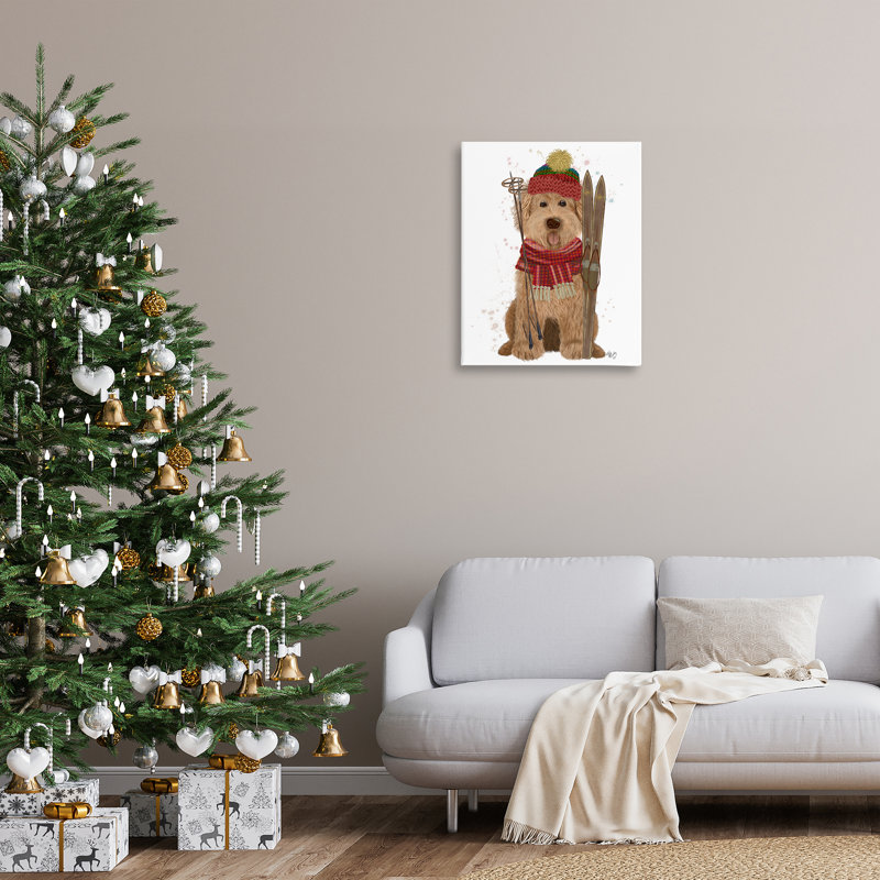 «Dog with Winter Skis» par Fab Funky, H 30 po x l 24 po