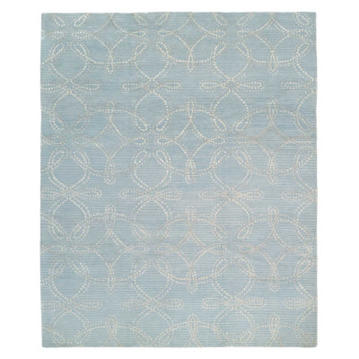 Radiance Geometric Area Rug in Blue/Silver