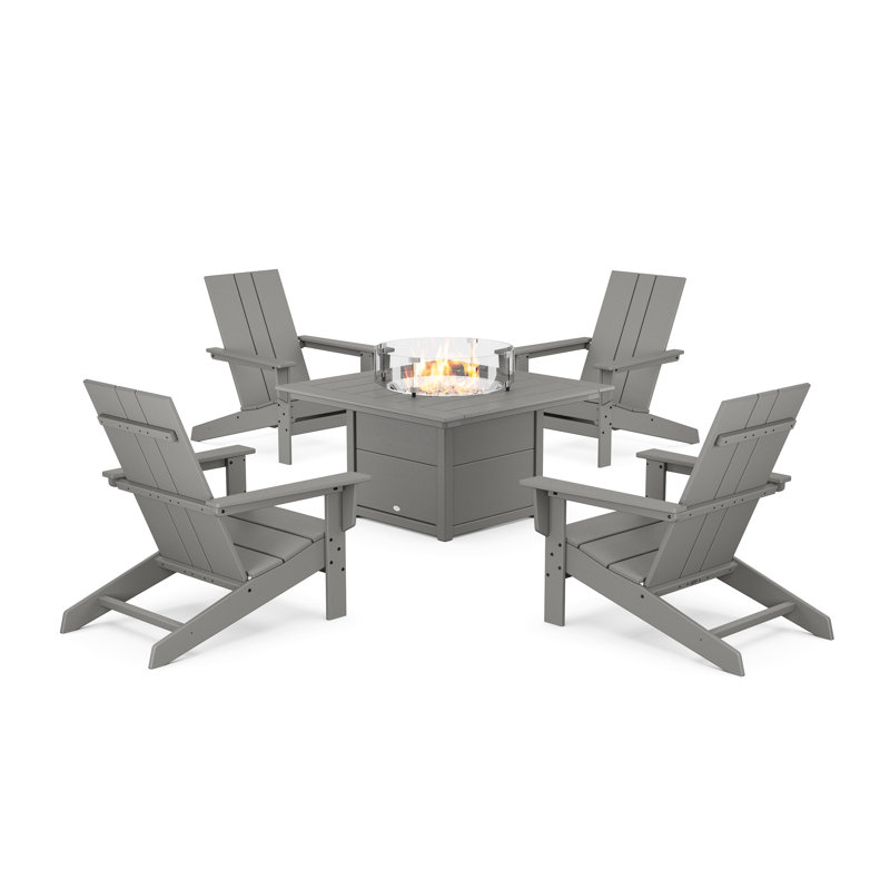 POLYWOOD x ALLModern 5 Piece Multiple Chairs Seating Group, Slate Gray