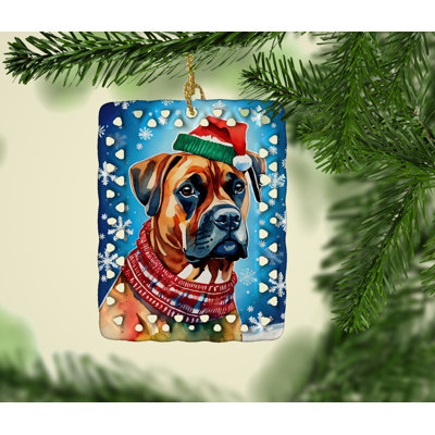 Ornement de Noël en porcelaine Boxer