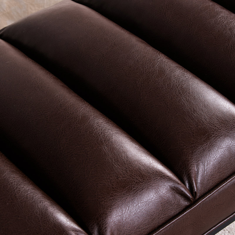 Bedroom Entryway Metal Base Upholstered Bench - Dark Brown, Pu Covered, Sponge Filled, Quick Assembly, 220 Lbs Load Capacity With For And In Brown Superior Filling, Easy To Assemble, Max