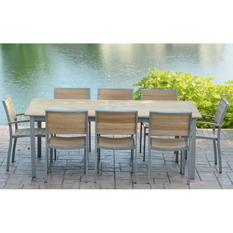 SoHo 115" Teak Aluminum Outdoor Extension Table, White