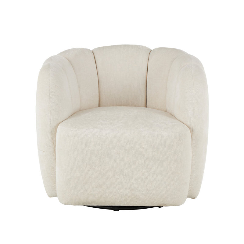 Polyester Arched Swivel Cream Accent Chair