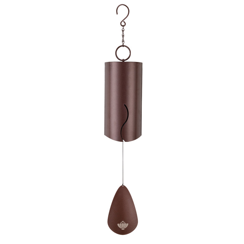 Amayah 38" Classic Steel Outdoor Hanging Wind Bell with Decorative Accents and Integrated Hanging Hook - Burgundy, Burgundy