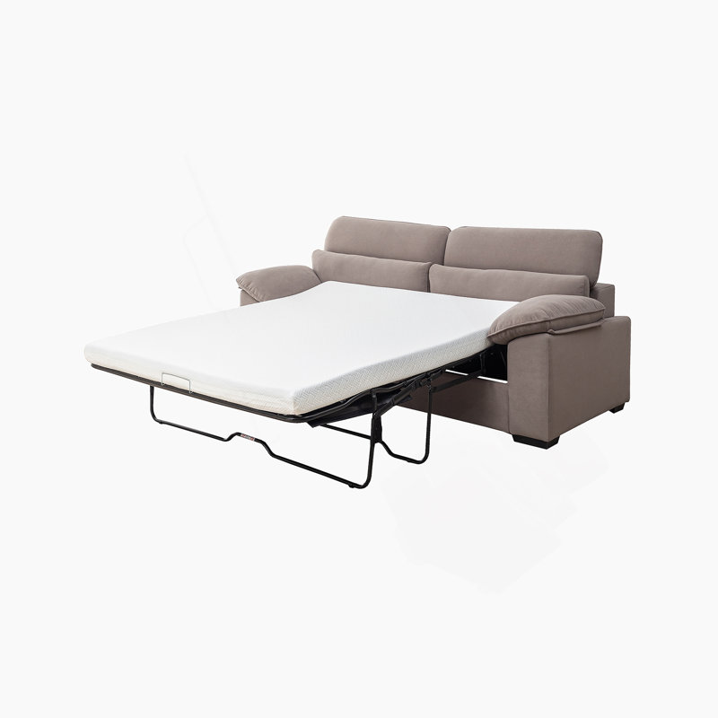 Canapé-lit 2 places, canapé Mid-Century moderne, canapé-lit convertible grand format avec structure en bois et revêtement en polyester, conception escamotable, capacité de 300 lb - peu encombrant pour le salon