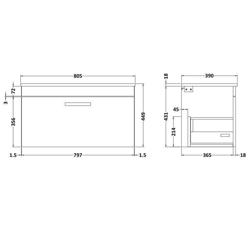 Athena 80.5cm Single Bathroom Vanity Base Only, Charcoal Black