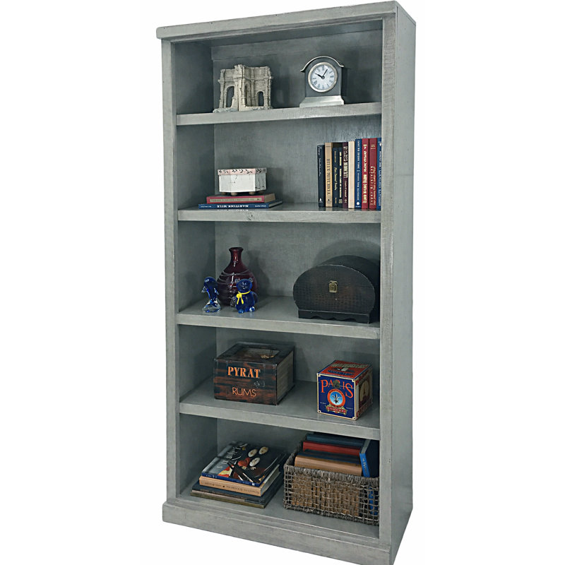 Bibliothèque standard en bois massif Irie H 72 "x l 32", Bleu pâle rustique
