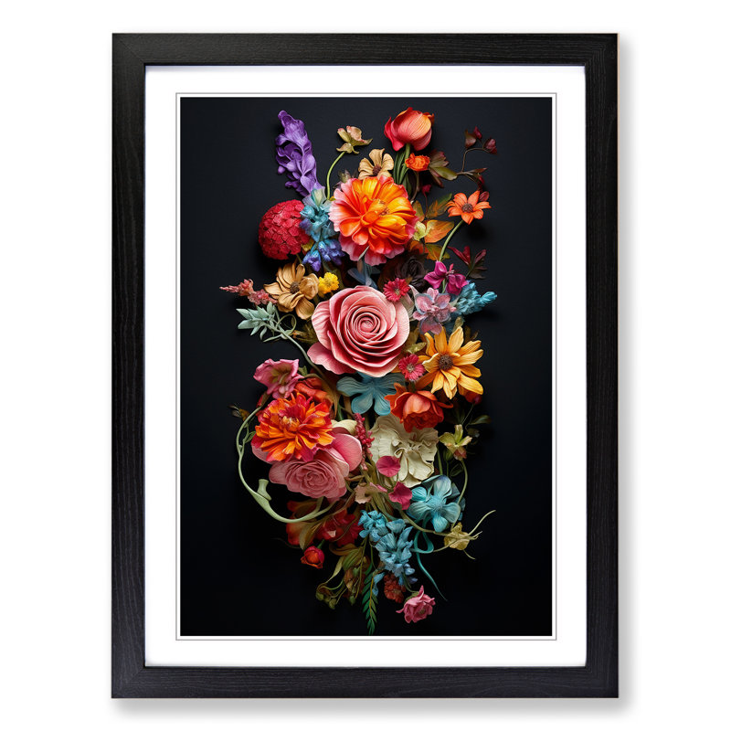 Floral Conceptual - Single Picture Frame Print on Wood, Black, 34cm H x 25cm W x 2cm D