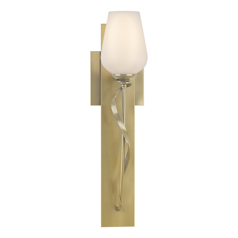 Flora 1 - Light Armed Sconce, Opal White, Modern Brass