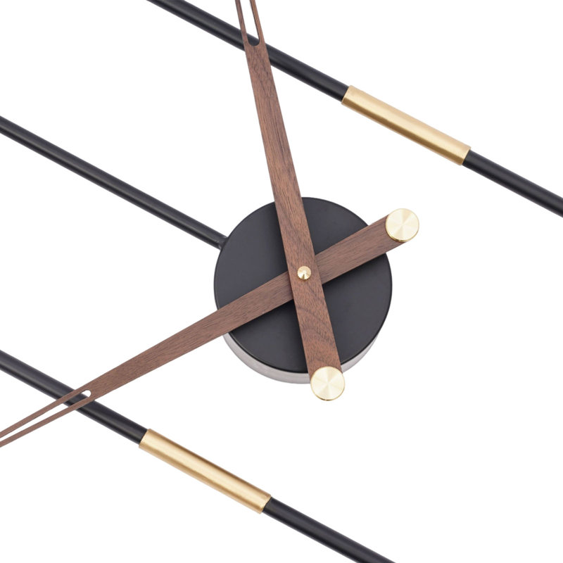 Modern Decorative Wall Clock Large Oval Wall Clock With Wood Pointers, Silent Scanning Movement, Black