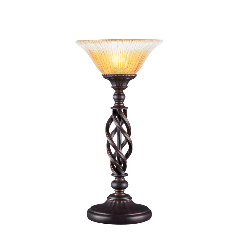 Eleganté Accent Lamp Shown In Dark Granite Finish With 10" Crystal Glass, Gold Champagne