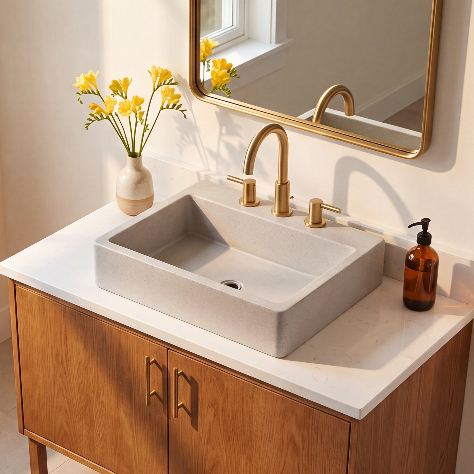 NativeStone Nipomo  Concrete Handmade Rectangular Dual-Mount Bathroom Sink, Ash