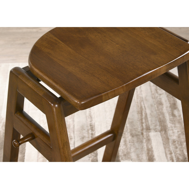 2 tabourets de hauteur de comptoir empilables de style Mid-Century, en bois d'hévéa massif, avec finition noyer, 16 po x P 19,56 po x H 28,84 po