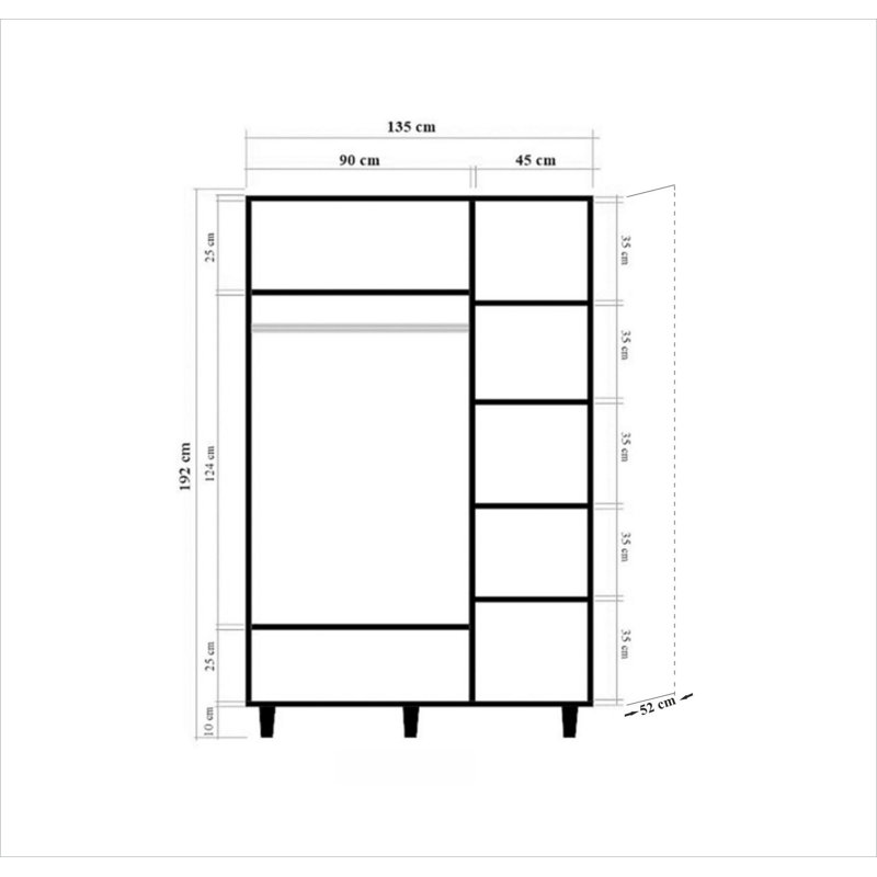 Rummel 3 Door Manufactured Wood Wardrobe, Burgundy