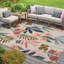 Tapis d'extérieur à motif floral coloré rose / vert / jaune / ivoire / multicolore-86831367