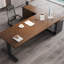 Bureau de direction en L en bois massif avec tiroirs-1179151986-1179151977