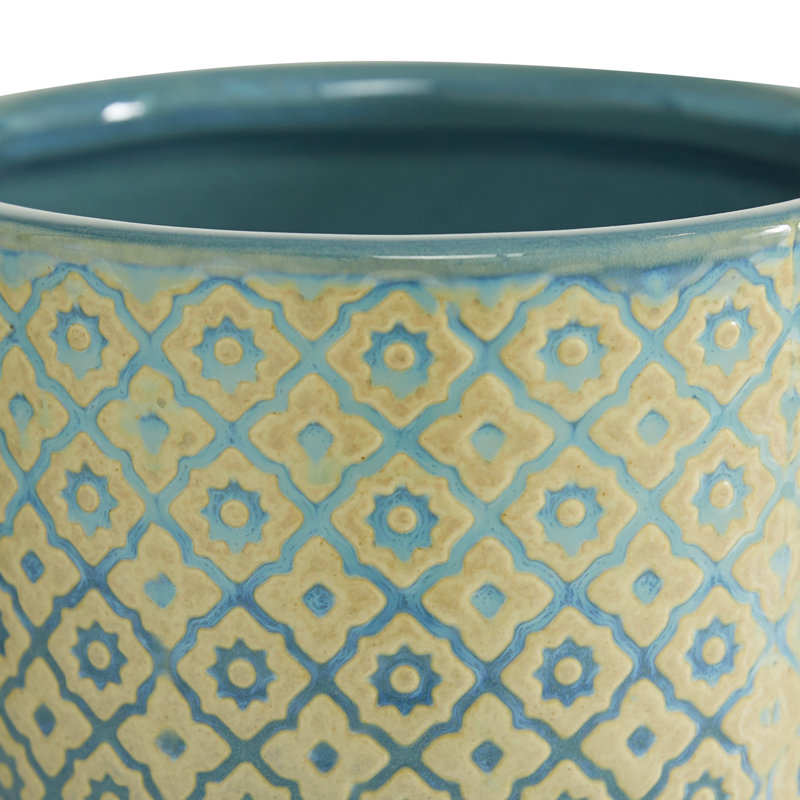 Ensemble de 3 pots de fleurs d'intérieur en céramique avec soucoupe attachée, Beige