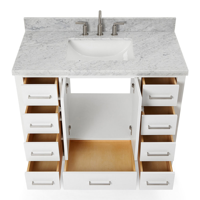 Ensemble de meuble-lavabo simple 43 po Cambridge, Blanc / nickel brossé