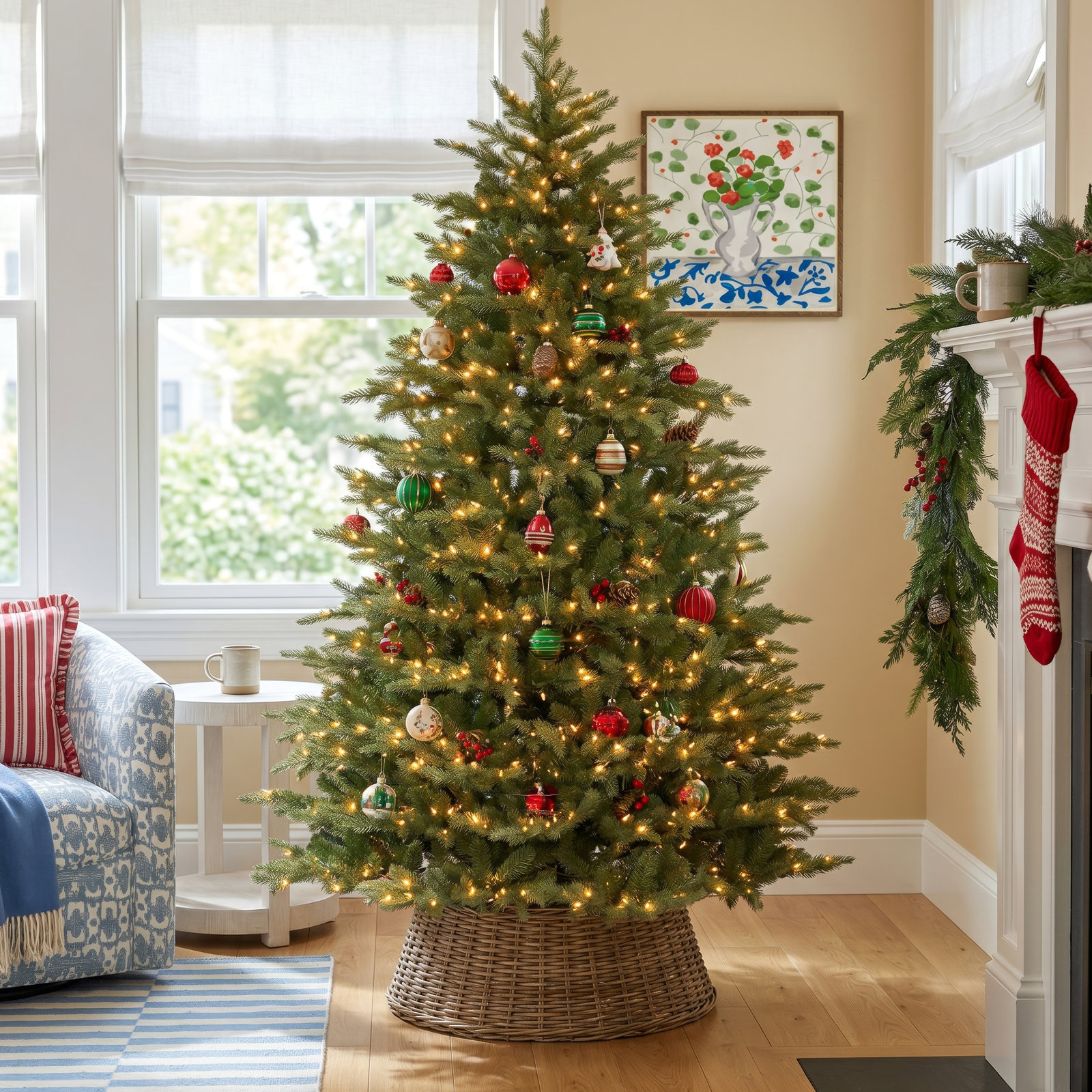 Latrae Pre-Lit Nordic Spruce Christmas Tree, 7.5'
