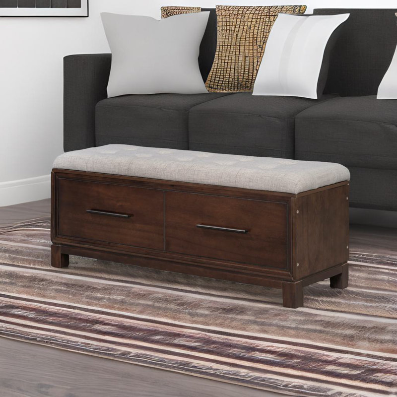 Shoe Bench With Removable Cushion, Espresso Wood