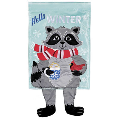 Crazy Leg Raccoon Snowflake Hello Winter