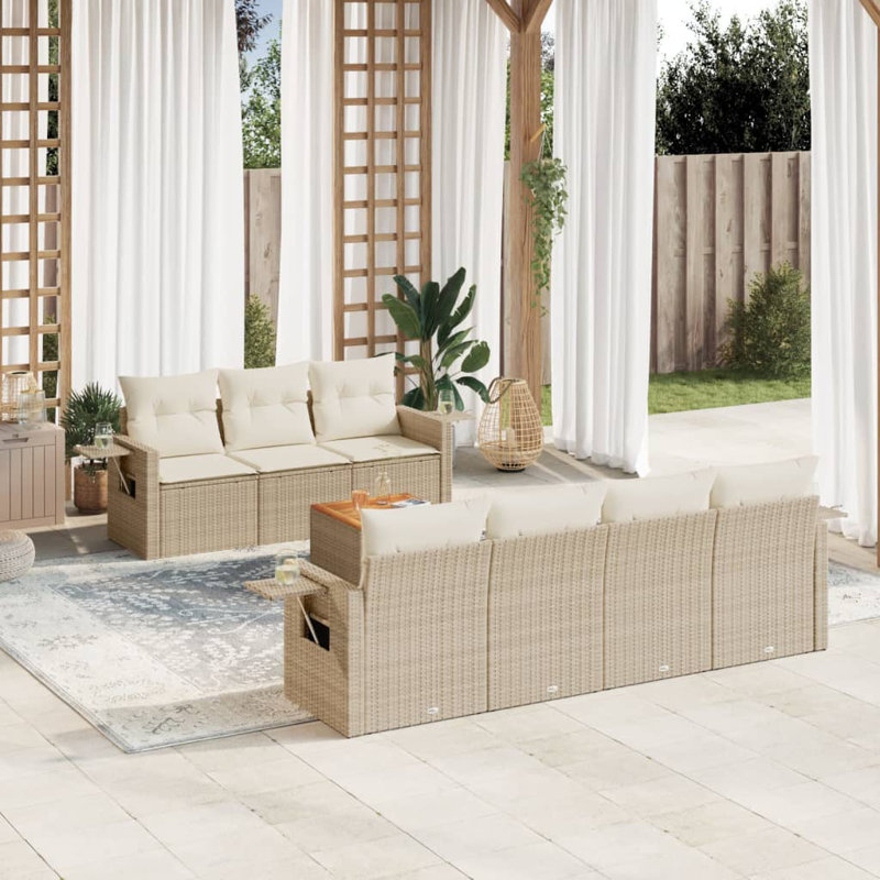  Ensemble de canapé de jardin beige, blanc crème