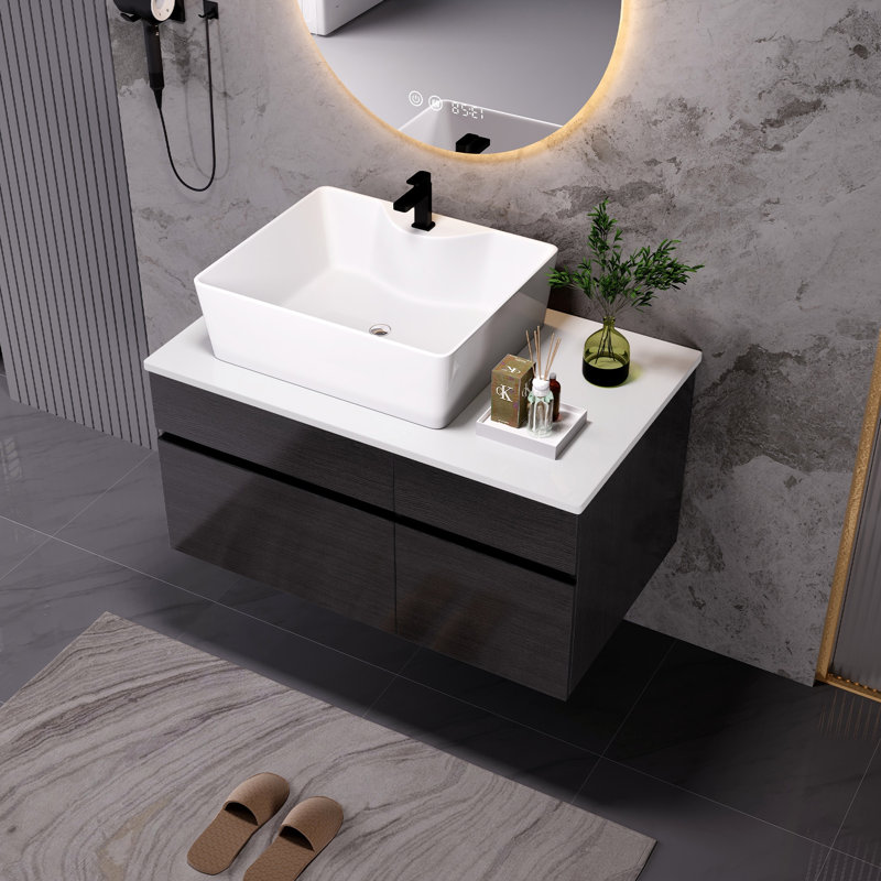 Petit meuble-lavabo flottant simple 31,5 po avec lavabo et meuble-lavabo 31,5 po