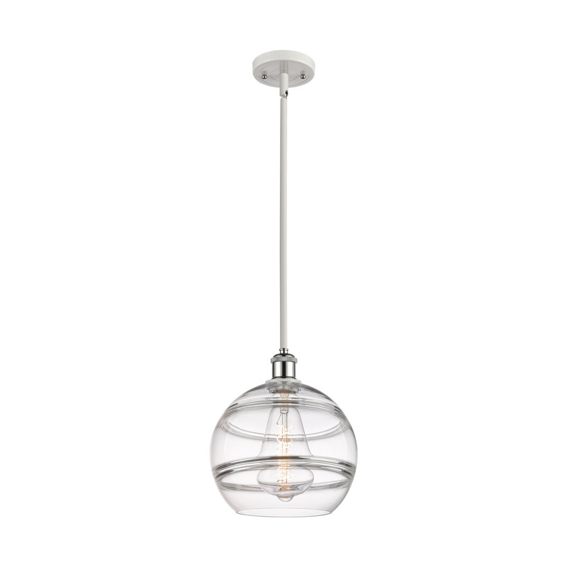 Mini-luminaire suspendu 8 lumières Edison Natick, H 11,63 po x l 10 po x P 10 po, Transparent, Chrome poli blanc