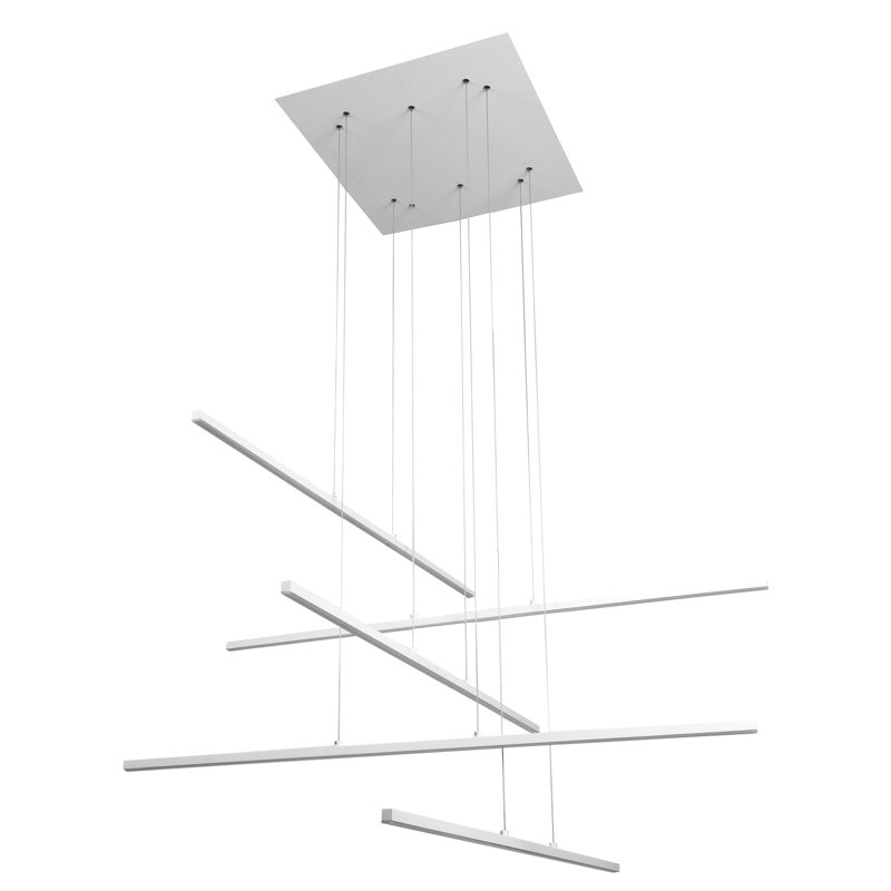 Luminaire suspendu linéaire à DEL pour îlot de cuisine Dormody, Blanc mat