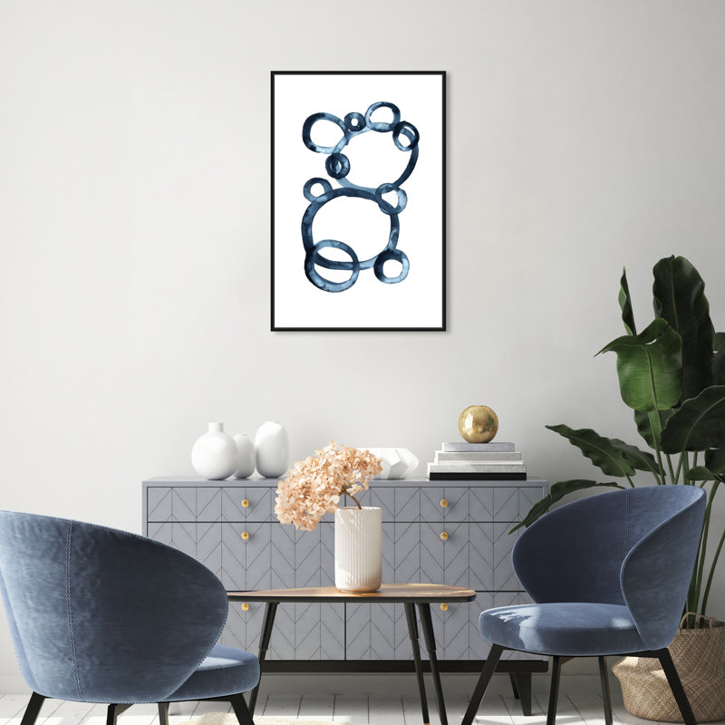 Modern Single Line Geometric Bear Print, Black Floater Framed, 31" H x 21" W