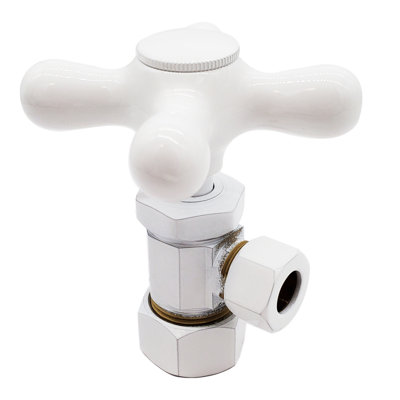 Robinet d'arrêt à angle en croix, entrée de tuyau en cuivre 1/2 po avec sortie de compression 3/8 po