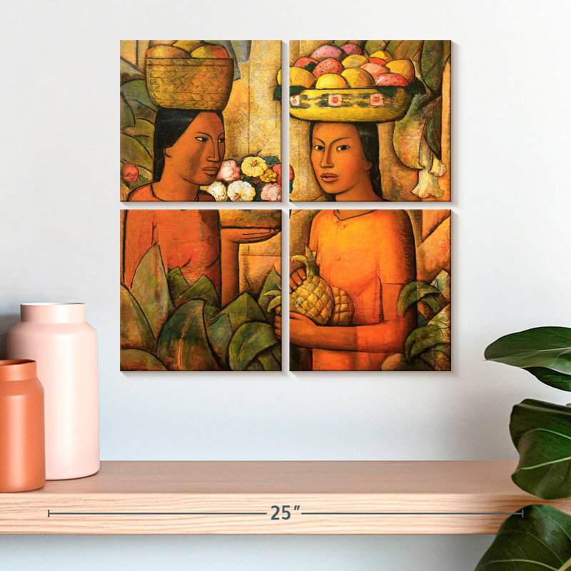 Mujeres Con Frutas, H 18 po x l 18 po