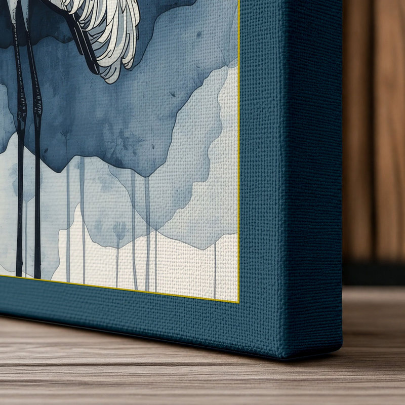 Serene Wading Bird Coastal - Wrapped Canvas, 36x24 - 91.4 x 61.0 cm, Teal Border